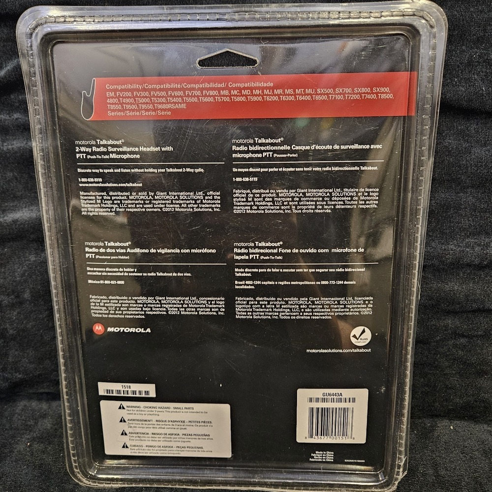 Motorola Talkabout 2 Way Radio Surveillance Headset with PTT Microphone Black - Picture 5 of 5